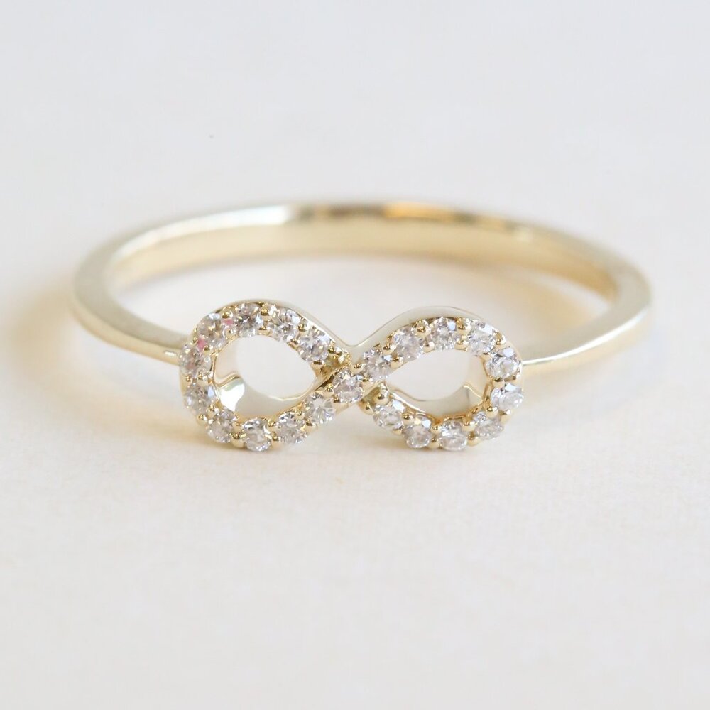 14k Yellow Gold .20ctw Diamond Infinity Ring (Size 7)